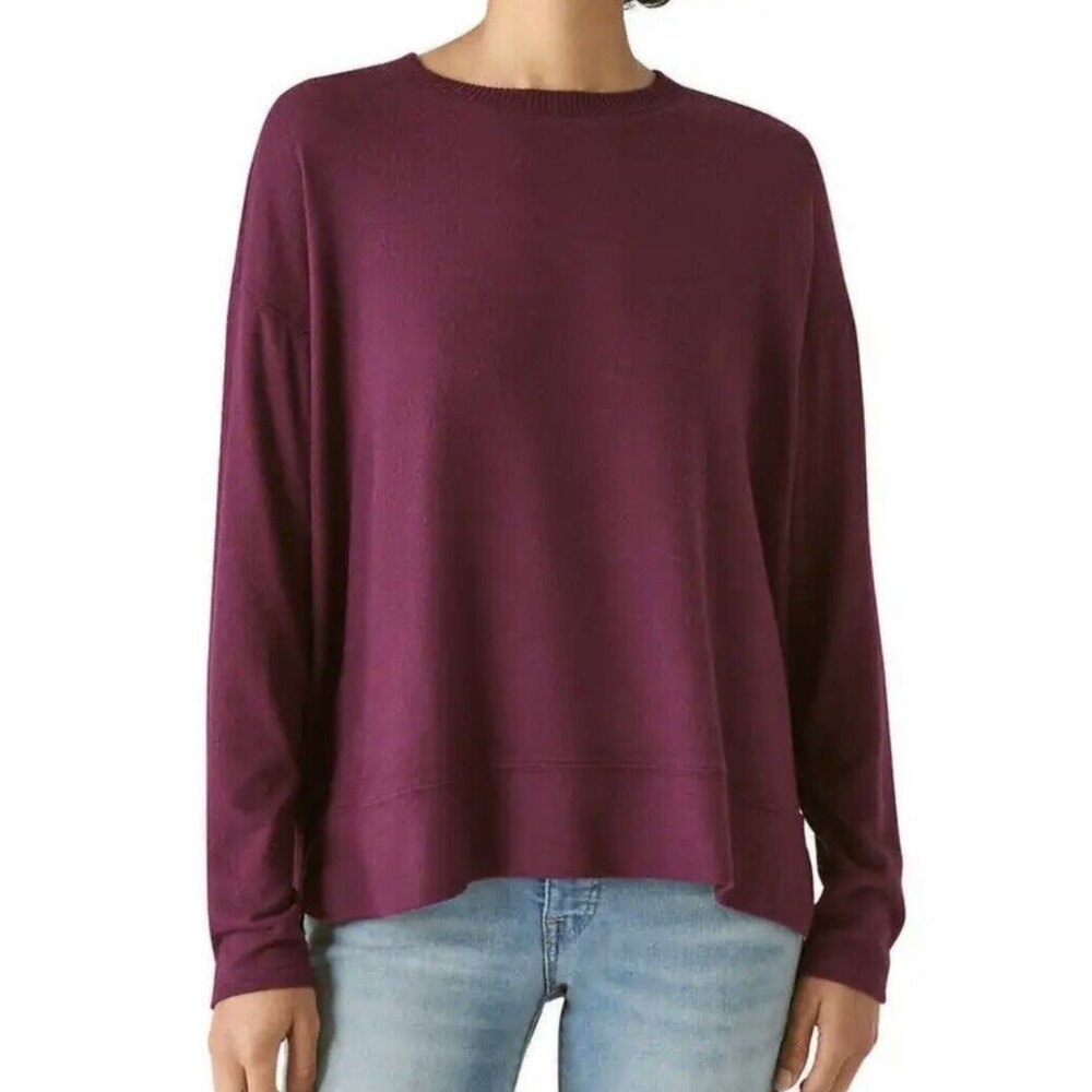 LUCKY BRAND Cloud Jersey Cozy Crewneck Knit Sweater Purple Pullover Sweatshirt M
